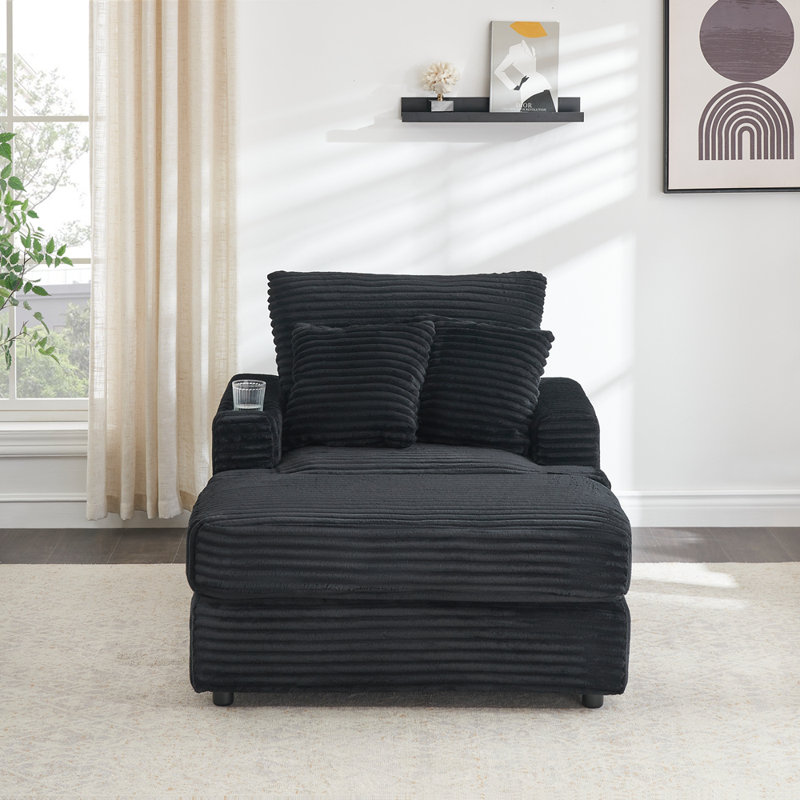 39 inch comfortable single sofa and Ottoman set with cup holder